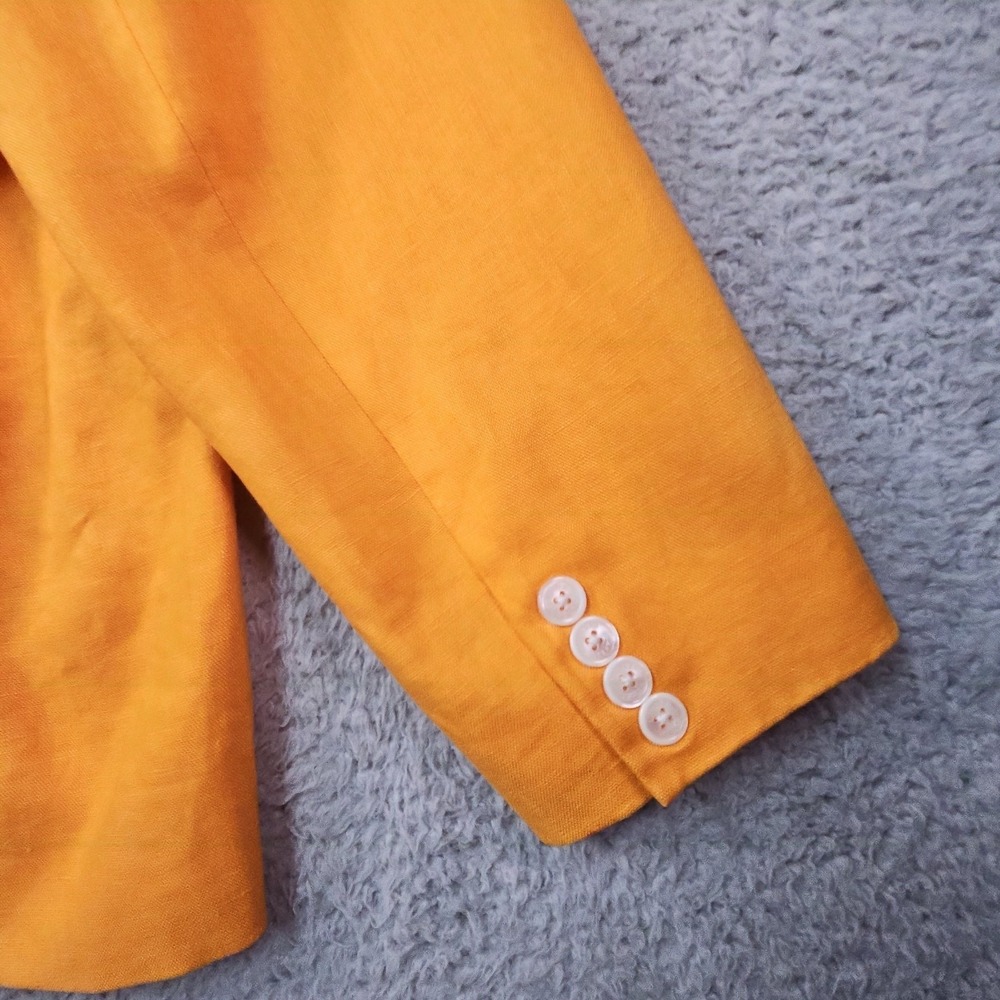Ralph Lauren Linen Blazer Womens 18W Orange Old Money Coastal Career Prep Jacket - Picture 10 of 16